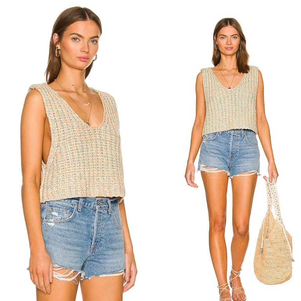 Free People SMALL Hoopla Sweater Vest chunky knit